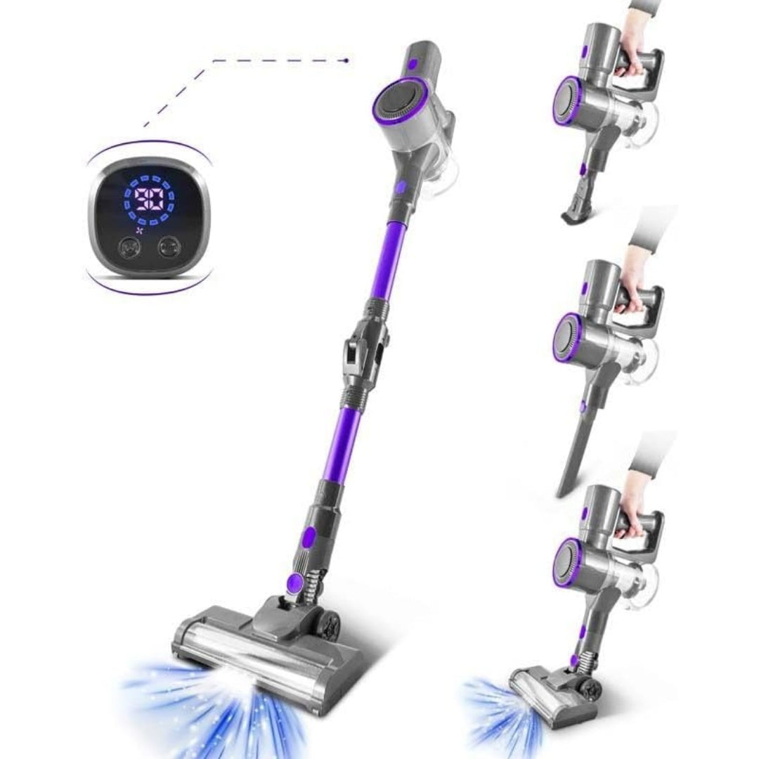 Aspirateur balai associant une separation cyclonique et une filtration des particules fines