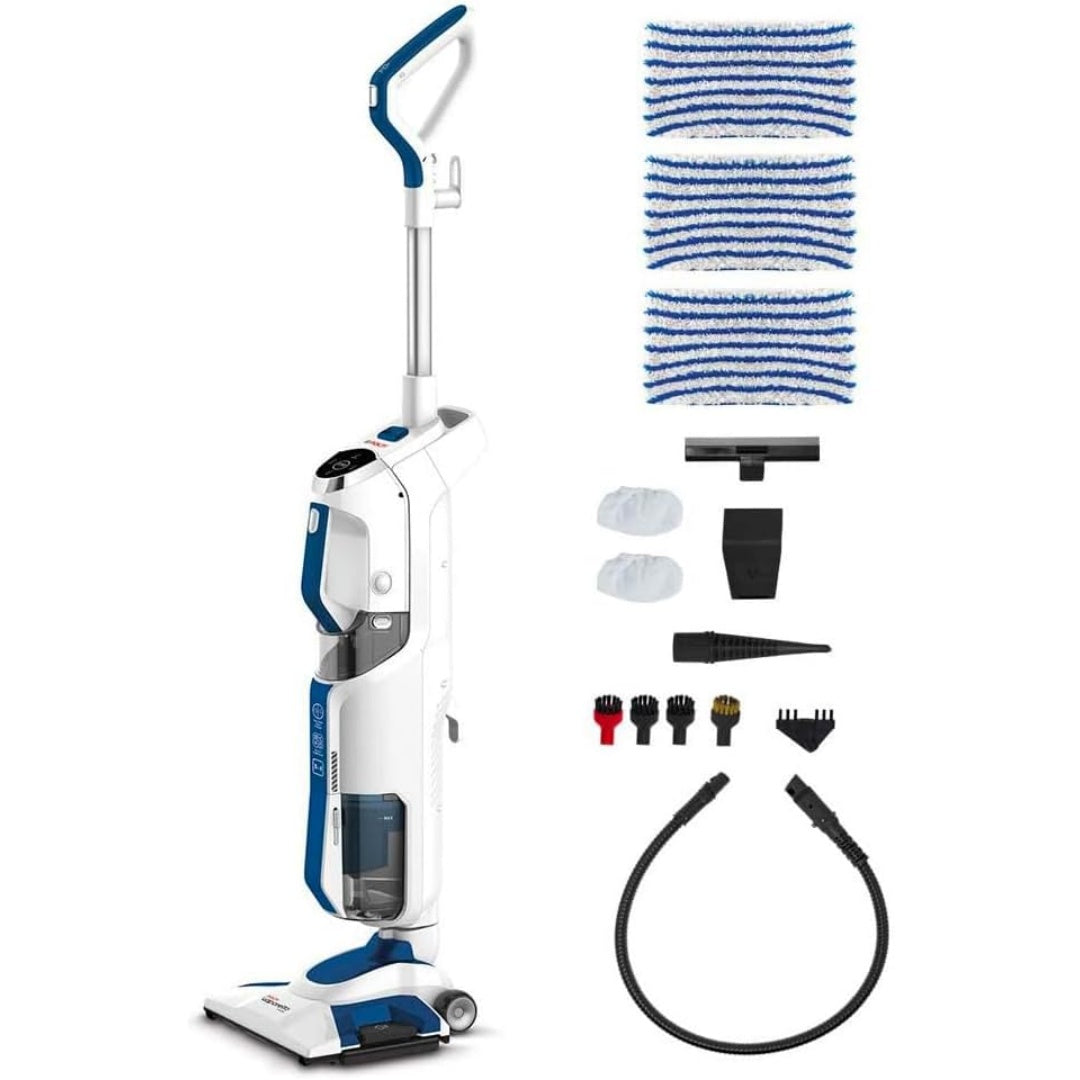 Nettoyeur vapeur avec des elements lavables, coloris bleu