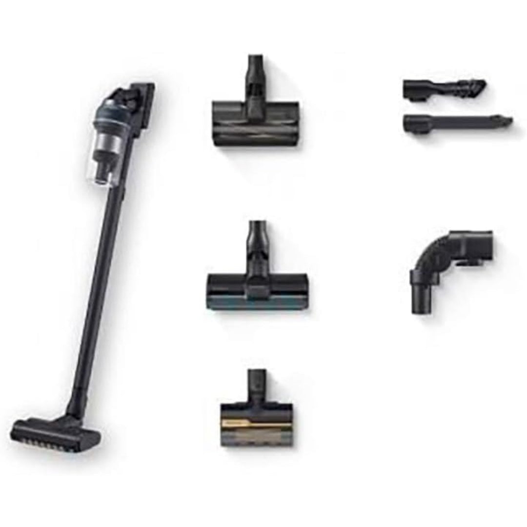 Aspirateur vertical, coloris gris et noir, avec une utilisation sans fil